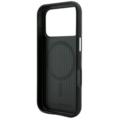 KARL LAGERFELD futerał do IPHONE 18 Pro/17 Pro kompatybilny z MagSafe (Grained Embossed Ring & Kameo Logo) czarny