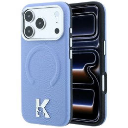 KARL LAGERFELD futerał do IPHONE 18 Pro/17 Pro kompatybilny z MagSafe (Grained Embossed Ring & Kameo Logo) jasnoniebieski