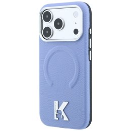 KARL LAGERFELD futerał do IPHONE 18 Pro/17 Pro kompatybilny z MagSafe (Grained Embossed Ring & Kameo Logo) jasnoniebieski