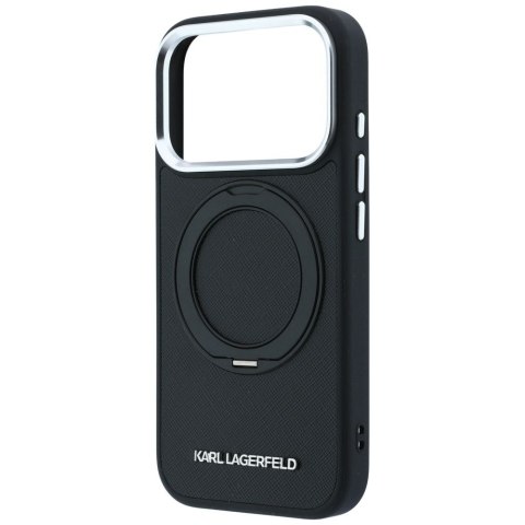 KARL LAGERFELD futerał do IPHONE 18 Pro/17 Pro kompatybilny z MagSafe (Ring Stand 360 Saffiano Classic Logo) czarny