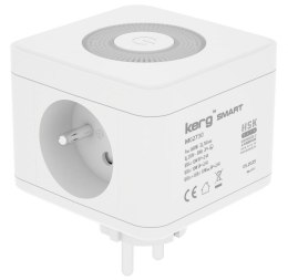 KERG Kostka zasilająca 2-gniazdowa + ładowarka USB-A+USB-C + lampka LED 16A/250V~ Smart biała