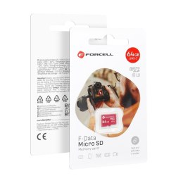 Karta microSD 64GB U3 class 10 Forcell F-Data czerwona