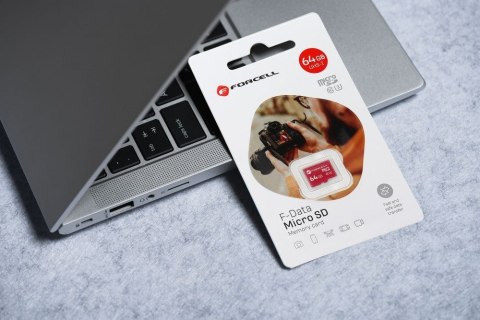 Karta microSD 64GB U3 class 10 Forcell F-Data czerwona
