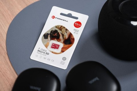 Karta microSD 64GB U3 class 10 Forcell F-Data czerwona