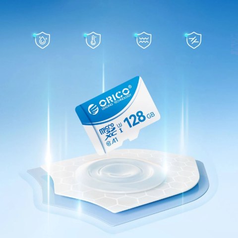 Karta pamięci microSD Orico B3 64GB U3 A1 Class 10 z adapterem SD - biało-niebieska