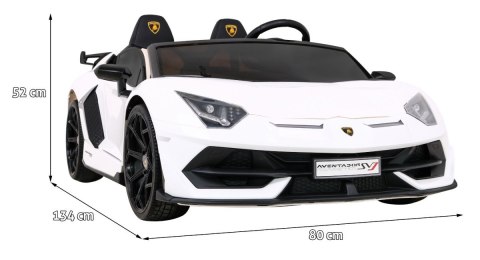 Lamborghini SVJ DRIFT dla 2 dzieci Biały + Funkcja driftu + Pilot
