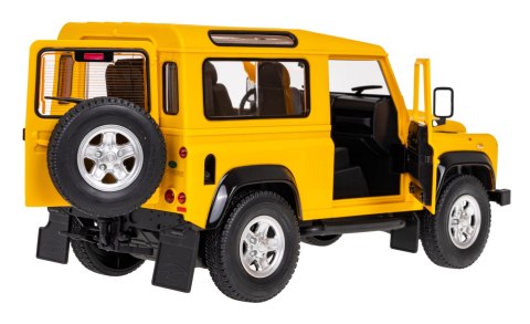 Land Rover Defender żółty RASTAR model 1:14 Zdalnie sterowanie auto + Pilot 2,4 GHz + Ręcznie otwierane drzwi
