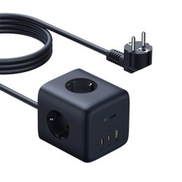 Listwa zasilająca Baseus EnerFill FA11 67W kostka USB-A + USB-C + 3 x gniazdo EU 1,5m - czarna