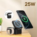 Ładowarka indukcyjna Baseus MagPro 3w1 25W kompatybilna z MagSafe do telefonu i smartwatcha - czarna
