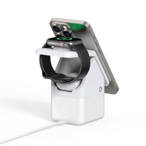 Ładowarka indukcyjna Duzzona W20 4w1 zgodna z MagSafe 15W z lampką biała