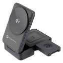 Ładowarka indukcyjna Forcell F-Energy 3w1 Flex Pro Qi2 zgodna z MagSafe (F-05) srebrna