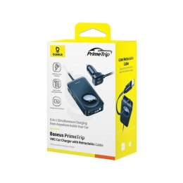 Ładowarka samochodowa Baseus PrimeTrip VW1 60W ze zintegrowanym kablem do 6 urządzeń - czarna