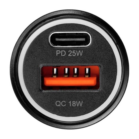 Ładowarka samochodowa Blue Star USB C + USB A QC3.0 PD AFC PPS 3A 25W + kabel USB C do USB C czarna