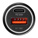 Ładowarka samochodowa Blue Star USB C + USB A QC3.0 PD AFC PPS 3A 30W + kabel USB C do USB C czarna