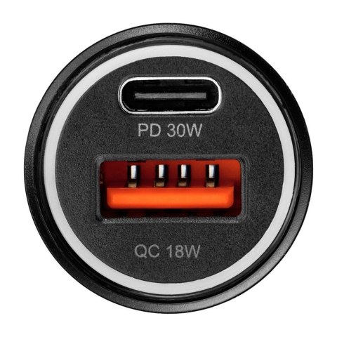 Ładowarka samochodowa Blue Star USB C + USB A QC3.0 PD AFC PPS 3A 30W + kabel USB C do USB C czarna