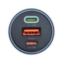 Ładowarka samochodowa Forcell F-Energy Alu 2 x USB C + USB A QC4.0 PD SFC2.0 3A 85W szara