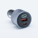 Ładowarka samochodowa Forcell F-Energy Alu 2 x USB C + USB A QC4.0 PD SFC2.0 4,5A 65W szara