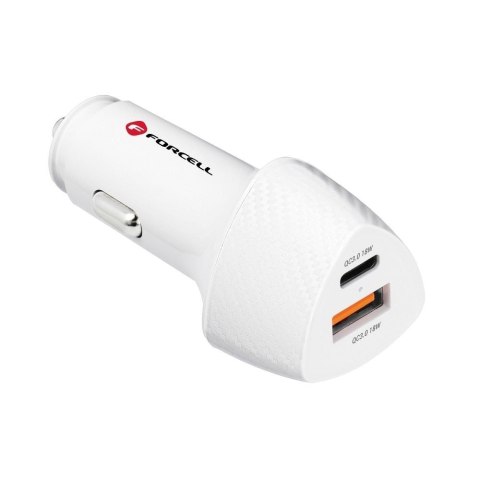 Ładowarka samochodowa Forcell F-Energy Carbon USB C + USB A QC3.0 PD 3A 38W CC50-1A1C biała