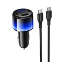 Ładowarka samochodowa Hoco USB A + 2x USB C QC3.0 PD 57W + kabel USB C do C Z69B czarna