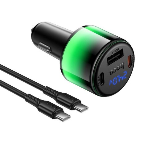 Ładowarka samochodowa Hoco USB A + 2x USB C QC3.0 PD 57W + kabel USB C do C Z69B czarna