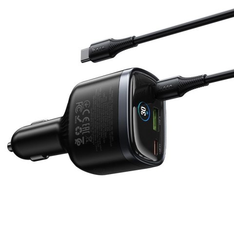 Ładowarka samochodowa Hoco USB A + 2x USB C QC3.0 PD 93W + kabel C do C Z70 czarna