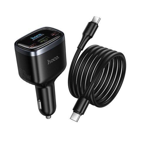 Ładowarka samochodowa Hoco USB A + 2x USB C QC3.0 PD 93W + kabel C do C Z70 czarna