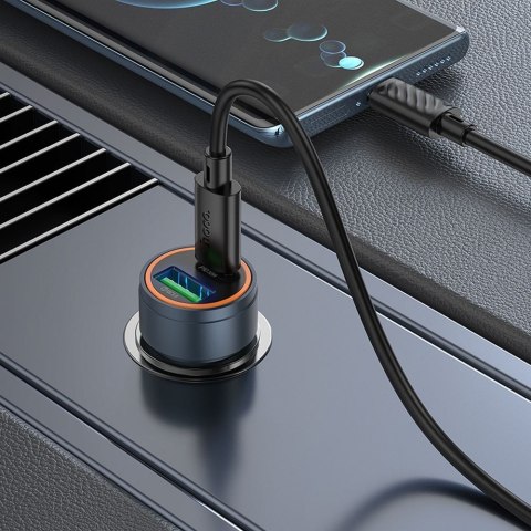 Ładowarka samochodowa Hoco USB A + USB C QC3.0 PD 3A 30W Z57A szara