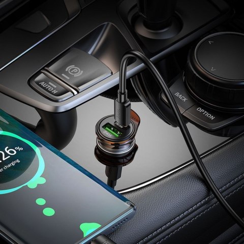 Ładowarka samochodowa Hoco USB A + USB C QC3.0 PD 43W NZ16A szara