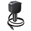 Ładowarka samochodowa Hoco USB A + USB C QC3.0 PD 45W + ze zwijanym kablem USB C Z68 czarna