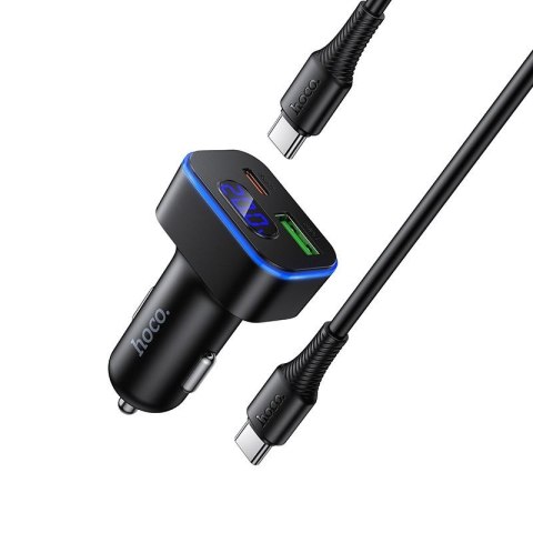 Ładowarka samochodowa Hoco USB A + USB C QC3.0 PD 48W + kabel USB C do C Z63B czarna