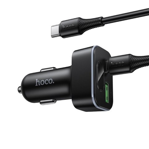 Ładowarka samochodowa Hoco USB A + USB C QC3.0 PD 48W + kabel USB C do C Z63B czarna
