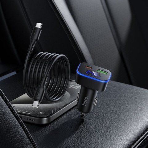 Ładowarka samochodowa Hoco USB A + USB C QC3.0 PD 48W + kabel USB C do C Z63B czarna