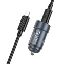 Ładowarka samochodowa Hoco USB C QC3.0 PD 30W + kabel USB C do Lightning Z57 szara
