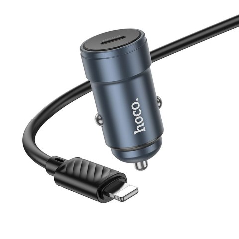 Ładowarka samochodowa Hoco USB C QC3.0 PD 30W + kabel USB C do Lightning Z57 szara