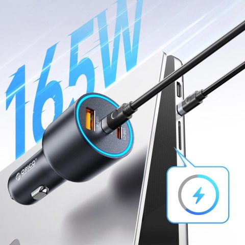 Ładowarka samochodowa Orico HyperDrive 165W USB-A + 2x USB-C - czarna
