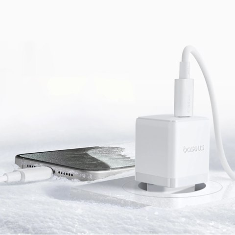 Ładowarka sieciowa Baseus Palm 1C 20W (z kablem Baseus Mini White USB-C 60W (20V/3A) 1m) - biała