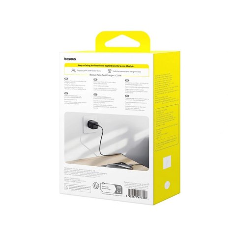 Ładowarka sieciowa Baseus Palm 30W z kablem USB-C 60W 1 m - czarna