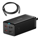 Ładowarka sieciowa GaN5 Baseus CCGP110201 67W HUB HDMI 2x USB-C / USB-A / HDMI 4K 30Hz 1,5m - czarna + kabel USB-C - USB-C 1m