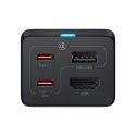 Ładowarka sieciowa GaN5 Baseus CCGP110201 67W HUB HDMI 2x USB-C / USB-A / HDMI 4K 30Hz 1,5m - czarna + kabel USB-C - USB-C 1m