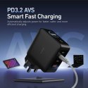 Ładowarka sieciowa X-ONE ChargeGo GaN 65W ze zwijanym kablem USB C i portem typ C - czarna