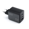 Ładowarka sieciowa do telefonu Blue Star GaN 2 x USB C + USB A QC4.0 PD 4A 65W VT-43 czarna
