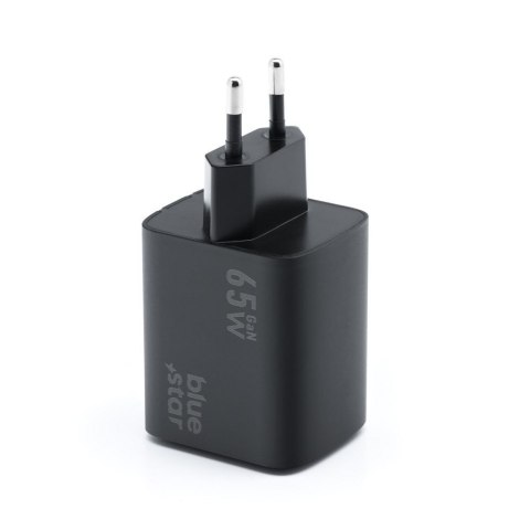 Ładowarka sieciowa do telefonu Blue Star GaN 2 x USB C + USB A QC4.0 PD 4A 65W VT-43 czarna