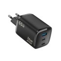 Ładowarka sieciowa do telefonu Blue Star Nano GaN 2x USB C + USB A QC4.0 PD 3A 65W VT-335 czarna