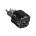 Ładowarka sieciowa do telefonu Blue Star Nano GaN USB C + USB A QC4.0 PD 3A 25W VT-331 czarna