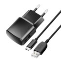 Ładowarka sieciowa do telefonu Blue Star USB A 2A 10W + kabel USB A do USB C TFK-TC-1100B czarna