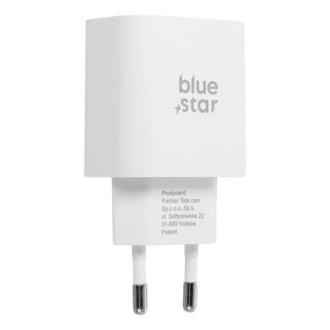 Ładowarka sieciowa do telefonu Blue Star USB C QC4.0 PD 3A 25W + kabel USB C do USB C TFB-TC-25WPD biała