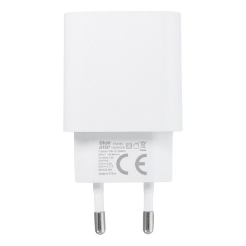 Ładowarka sieciowa do telefonu Blue Star USB C QC4.0 PD 3A 25W + kabel USB C do USB C TFB-TC-25WPD biała