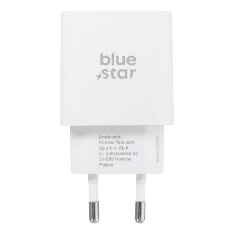 Ładowarka sieciowa do telefonu Blue Star USB C QC4.0 PD 3A 25W + kabel USB C do USB C TFB-TC-25WPD biała