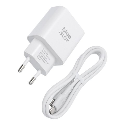Ładowarka sieciowa do telefonu Blue Star USB C QC4.0 PD 3A 25W + kabel USB C do USB C TFB-TC-25WPD biała