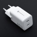 Ładowarka sieciowa do telefonu Forcell F-Energy Mini GaN III 2 x USB C PD QC4.0 45W VT-36B biała